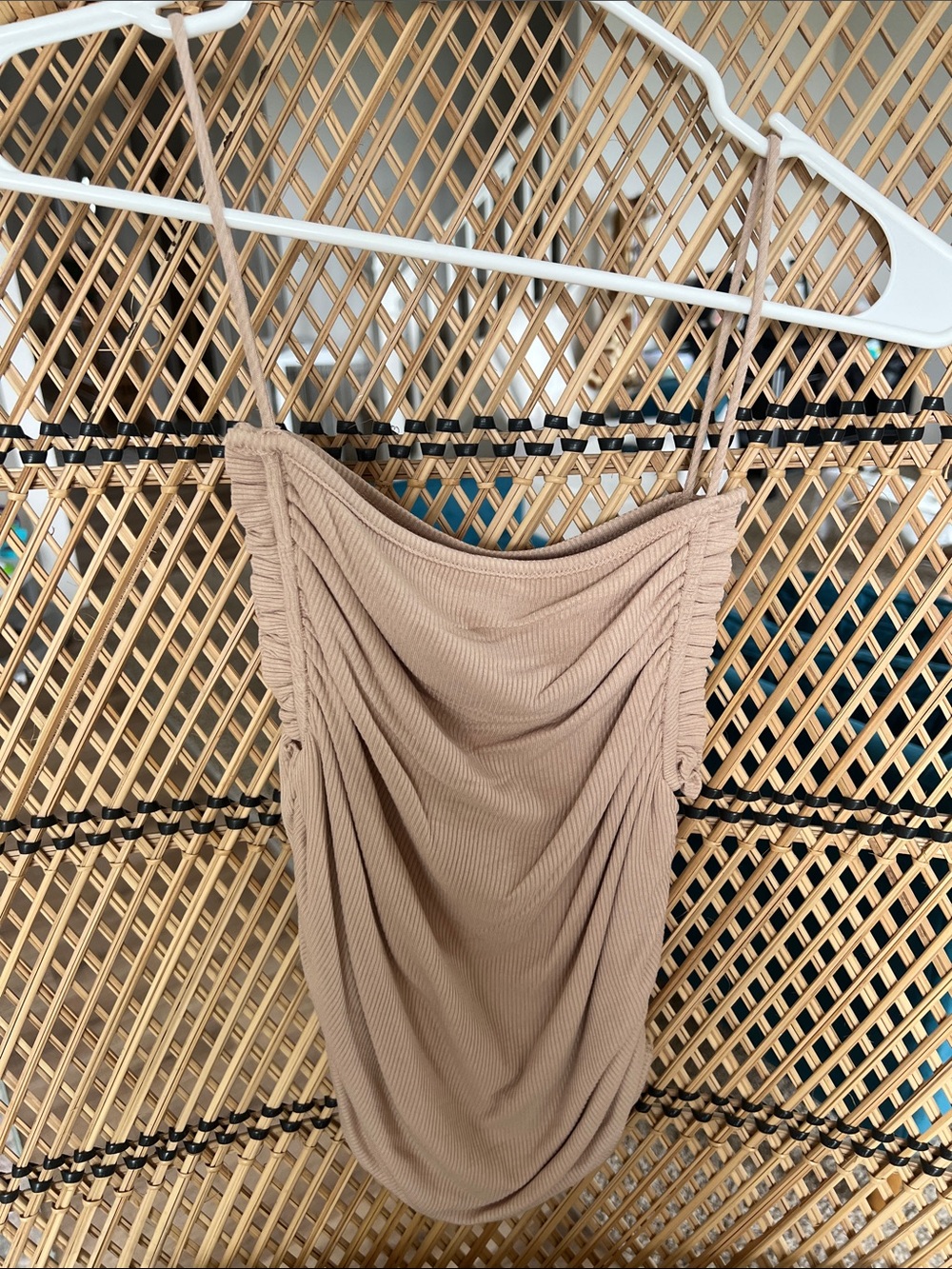 Super down Taupe Ribbed Top